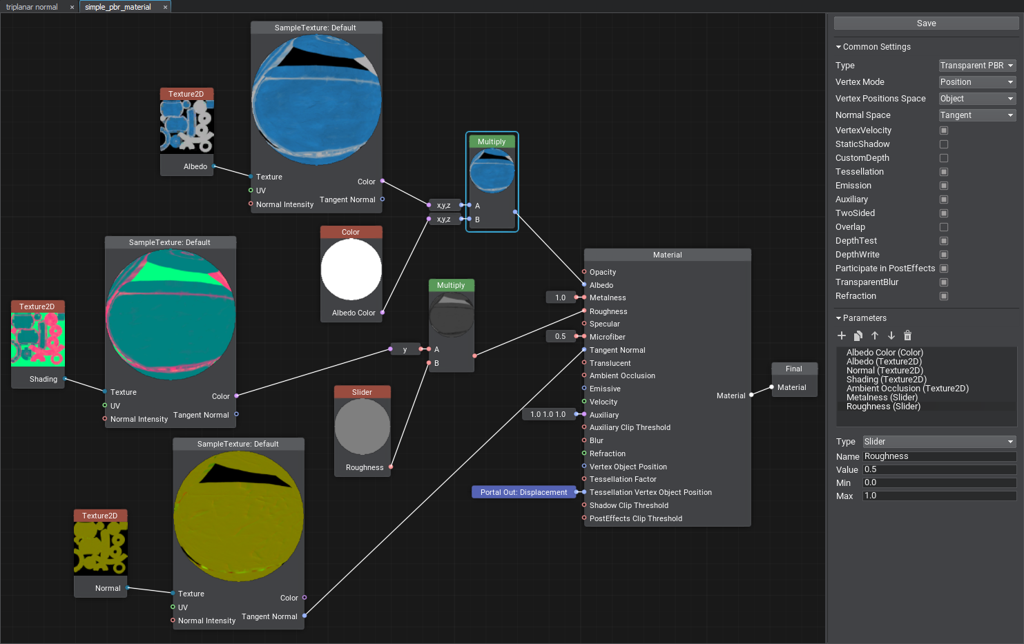 Material graph editor